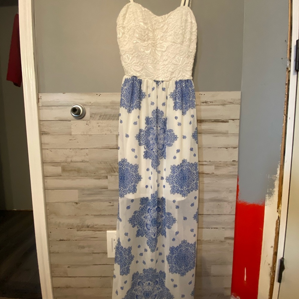 Blue and white beach dress